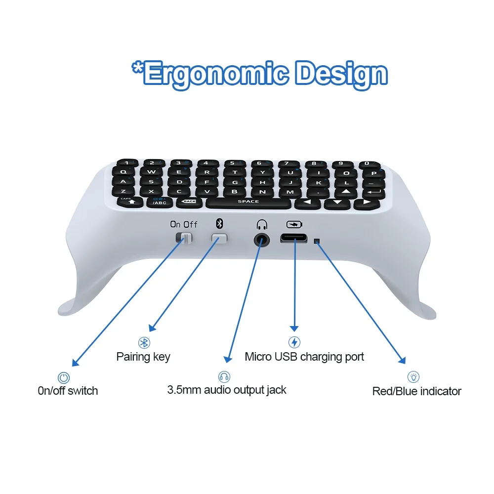 Gamepad Keyboard Handle Wireless Keyboard Set Chat Pad Installation Mini Keyboard for PS5 Wireless Controller