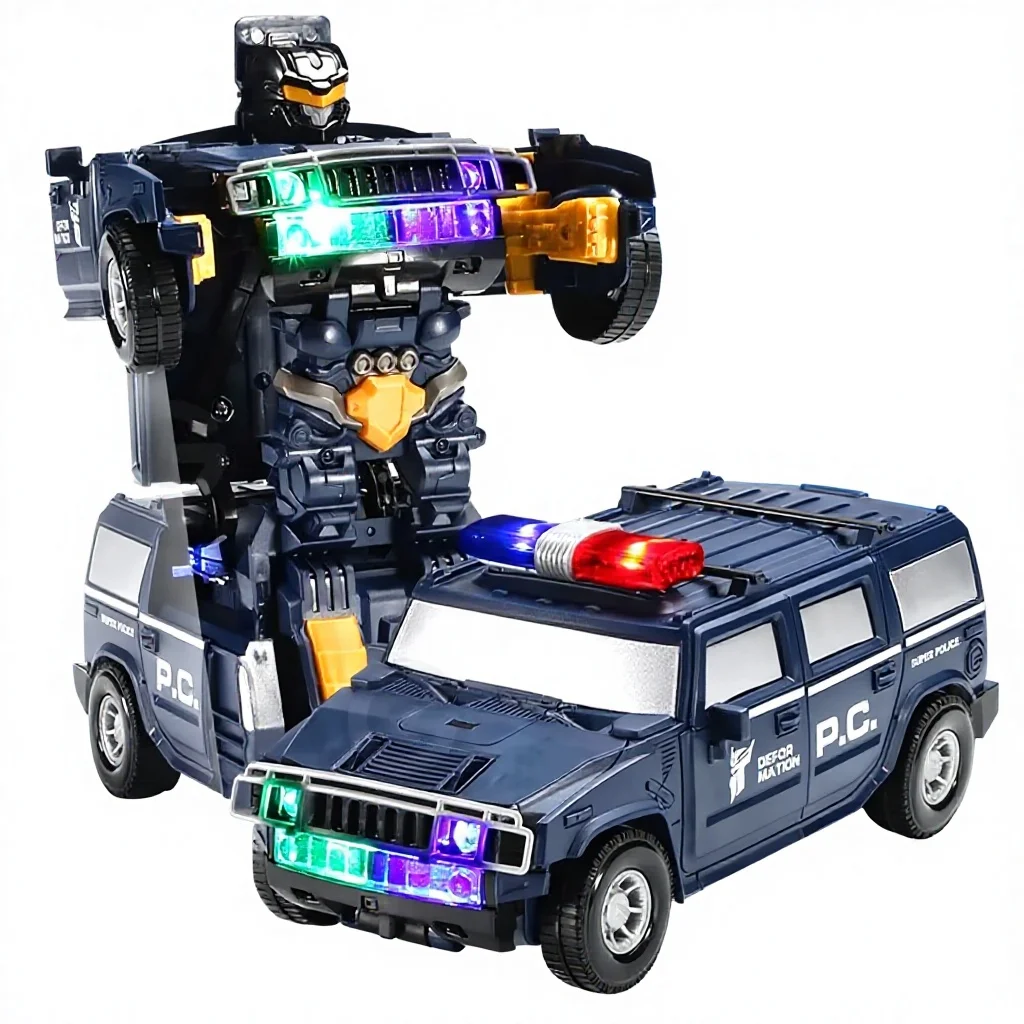 Remote-controlled Deformed Car Toy Acousto-Optic Universal Robot Vehicles Kids Music Light Projection Car Toys