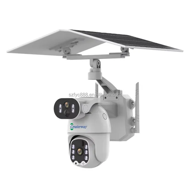 360 Degree Pan Tilt Solar PTZ 6MP IP66 4G SIM Card Two Way Audio Ubox App Security Cam for Barn Warehouse Yard Wide Coverage