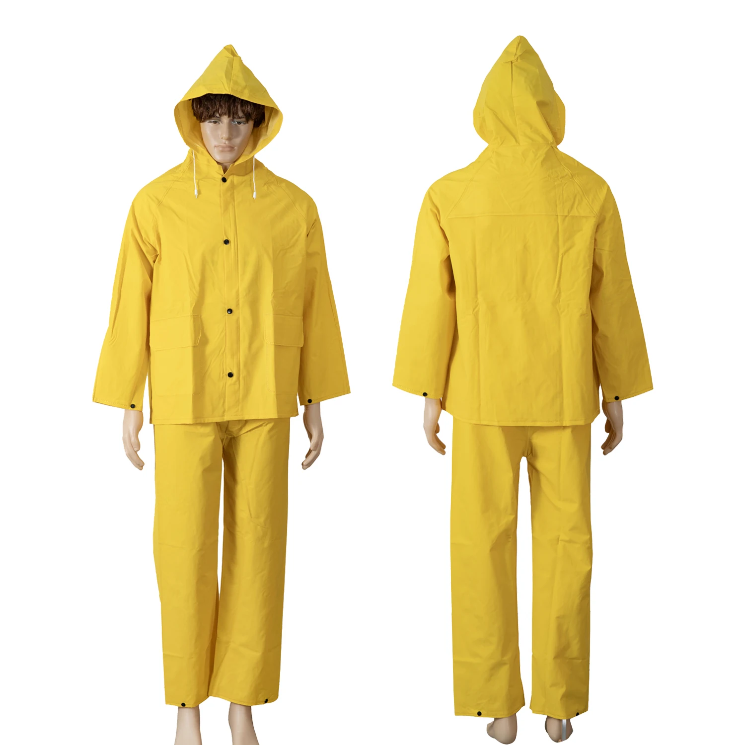 High Quality PVC Industrial Work Piece Rain Coat Suit Safety Waterproof  Coat Men PVC Polyester Heavy Duty Raincoat for Men