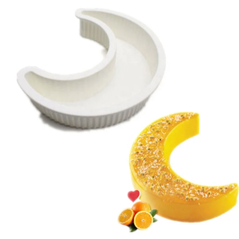 1PC Moon Shape Silicone Mold Mousse Cake Dessert Mould Eid Mubarak Kitchen Tools 