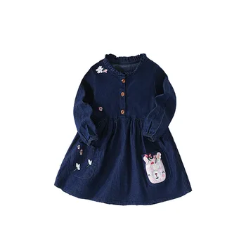 Girls baby dresses 20224 autumn clothing new European and American round neck long-sleeved baby princess dress