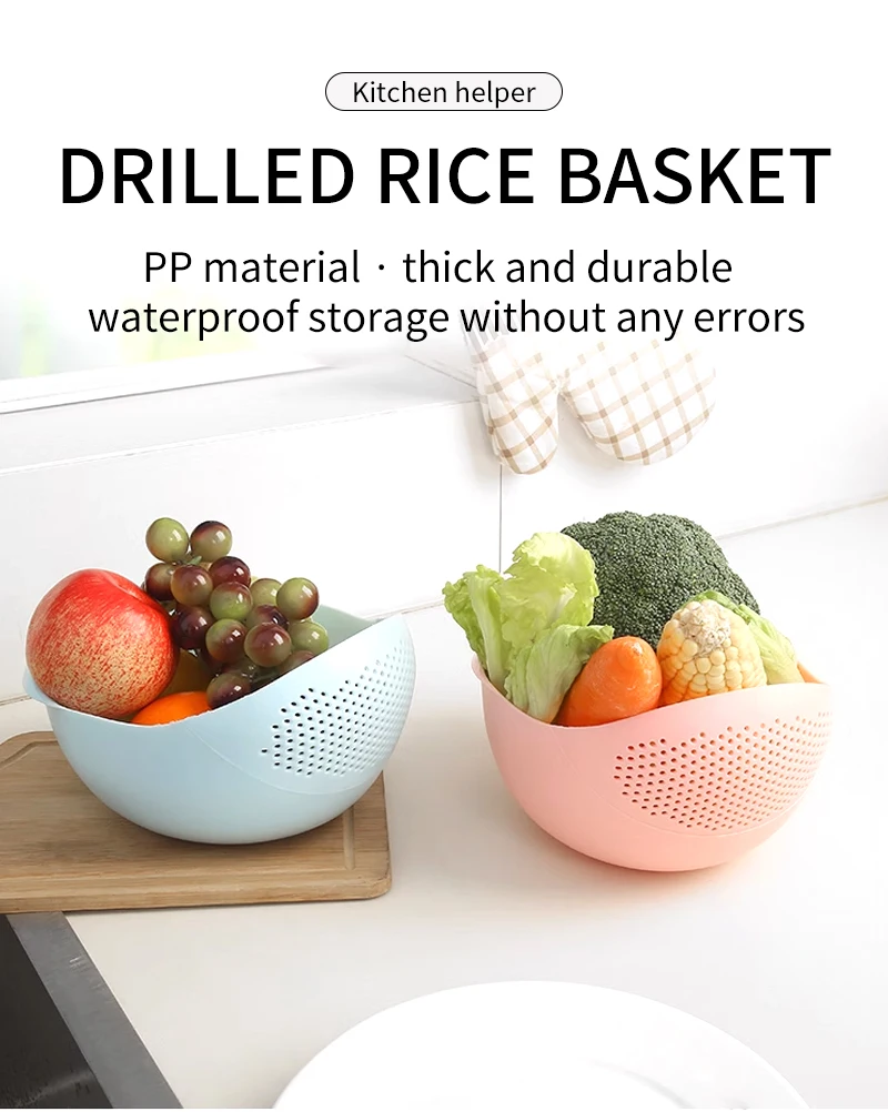 Food Grade Plastic Rice Washer Strainer Washing Colander With Handle ...