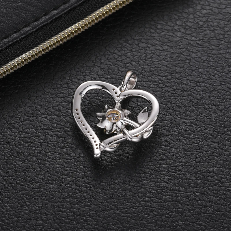 Collier Cœur Moissanite Pour Femme - Argent 925, Certificat, Couleur D, Longueur 45 Cm