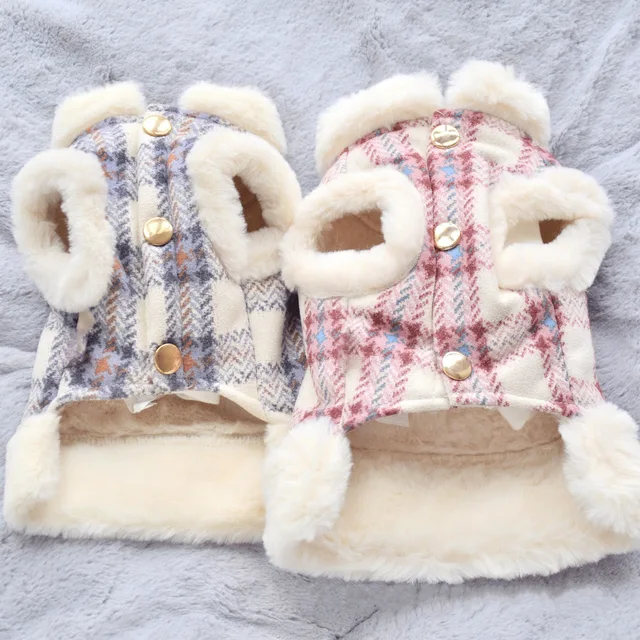 New Design Button Pet Outfits Cute Brushed Small Dogs Clothing Dog Sweater Coat Custom Dog Clothes