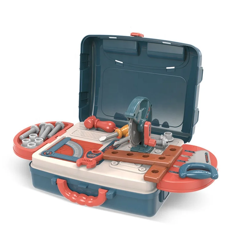 Deluxe Mechanic Suitcase 3 in 1 Kids Plastic Toy DIY Work Shop Repair Pretend Play Tool Table Set