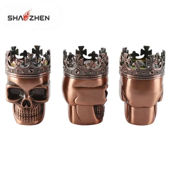 Wholesale Customization  Zinc Alloy Cigarette Grinder Skull 3-Layer Smoking Grinder for Coffee Beans and Spice