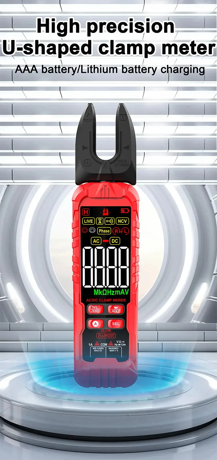 Smart digital clamp meter for accurate electrical measurements Measures AC/DC current, voltage, resistance, and continuity Non-contact current measurement using clamp (no wire cutting required) Auto-ranging function for easy and fast operation LCD display with backlight for clear readings in low light Supports additional features like NCV (non-contact voltage), diode test & data hold Compact, portable design – ideal for electricians & technicians Suitable for home, industrial, and maintenance use
