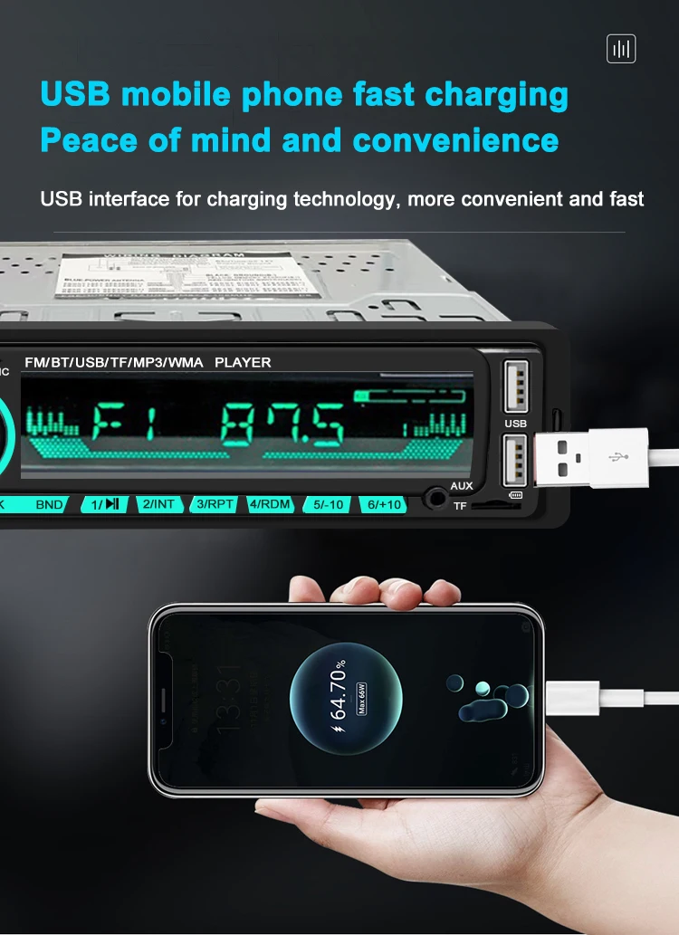 7701 Car Stereo Radio Mp3 Player Blue Tooth Bt Two Usb Car Monitor Mp5 Display Car Mp3 Player