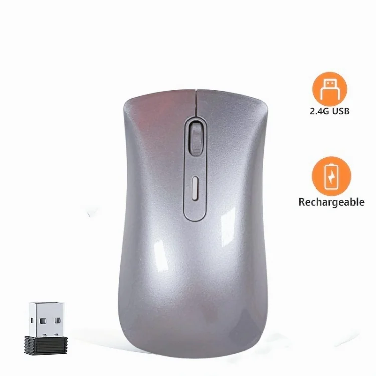 China Factory Portable Dual Mode Computer Accessories Cordless Mouse Silver Wireless Rechargeable Mute Laptop Ergonomics Mouses
