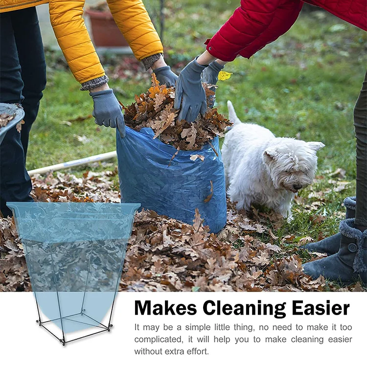 Outdoor Leaf Stand Home Kitchen Collapsible Large Wire Waste Bags Stand Trash Garbage Bag Holder for Garden