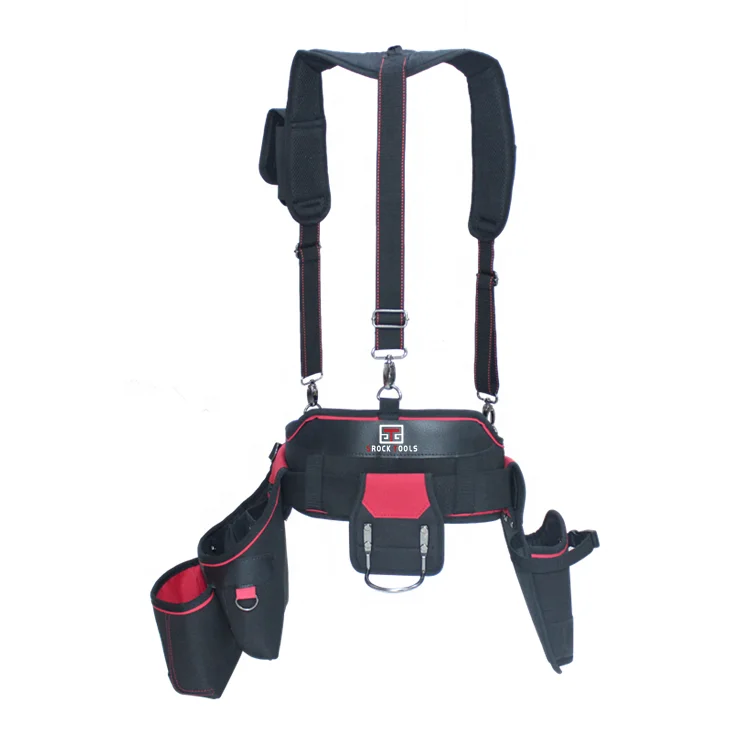 Polyester Heavy duty waist tool belt bag Detachable Waist Tool Pouch Belt With Suspender