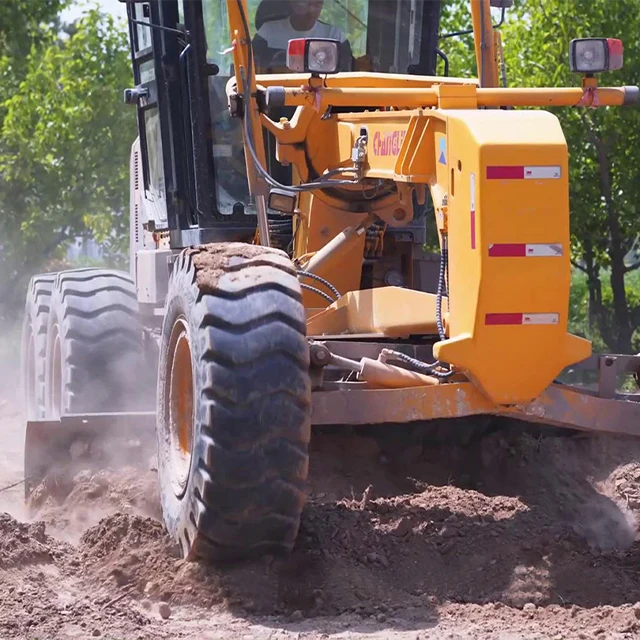 Running Laser and GPS Motor Grader with Front Blade and the Ripper