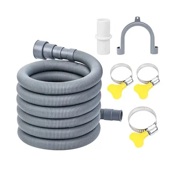 Flexible Washing Machine & Dishwasher Universal Drain Hose Set Connector Corrugated Hose Pipe