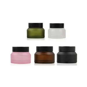 Hot Sale 50g 50ml Frosted Amber Glass Jar, Empty Glass Jar for Cosmetic Cream