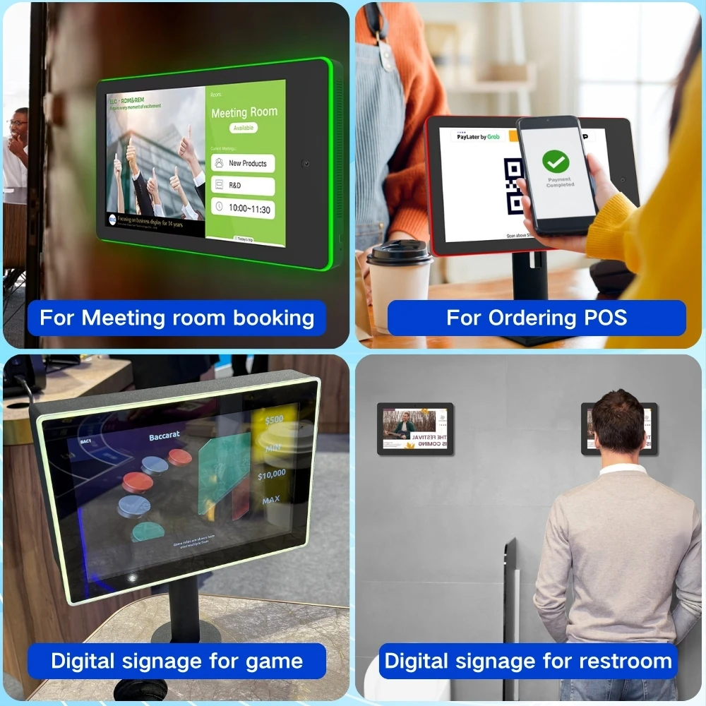 ELC Wall Mount Android POE Tablet Touch Screen 10.1 Inch Meeting Room Tablet Surrounding Led Light Tablette PC Optional NFC