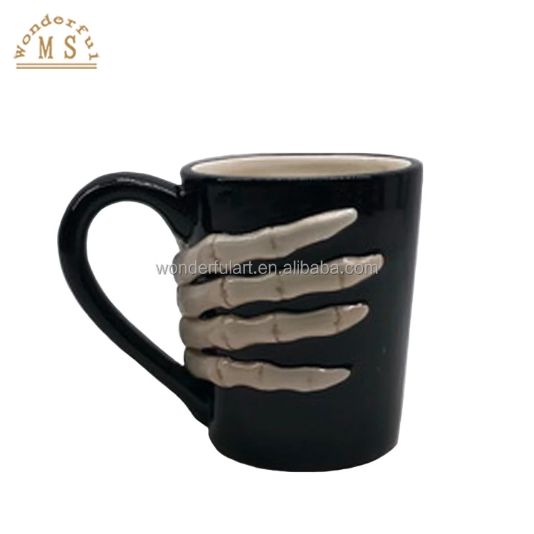 2PCS Halloween Skulls Hand Hold Ceramic Mugs Tea Cup Coffee Mugs Perfect for serving your favorite hot or cold beverage at Party