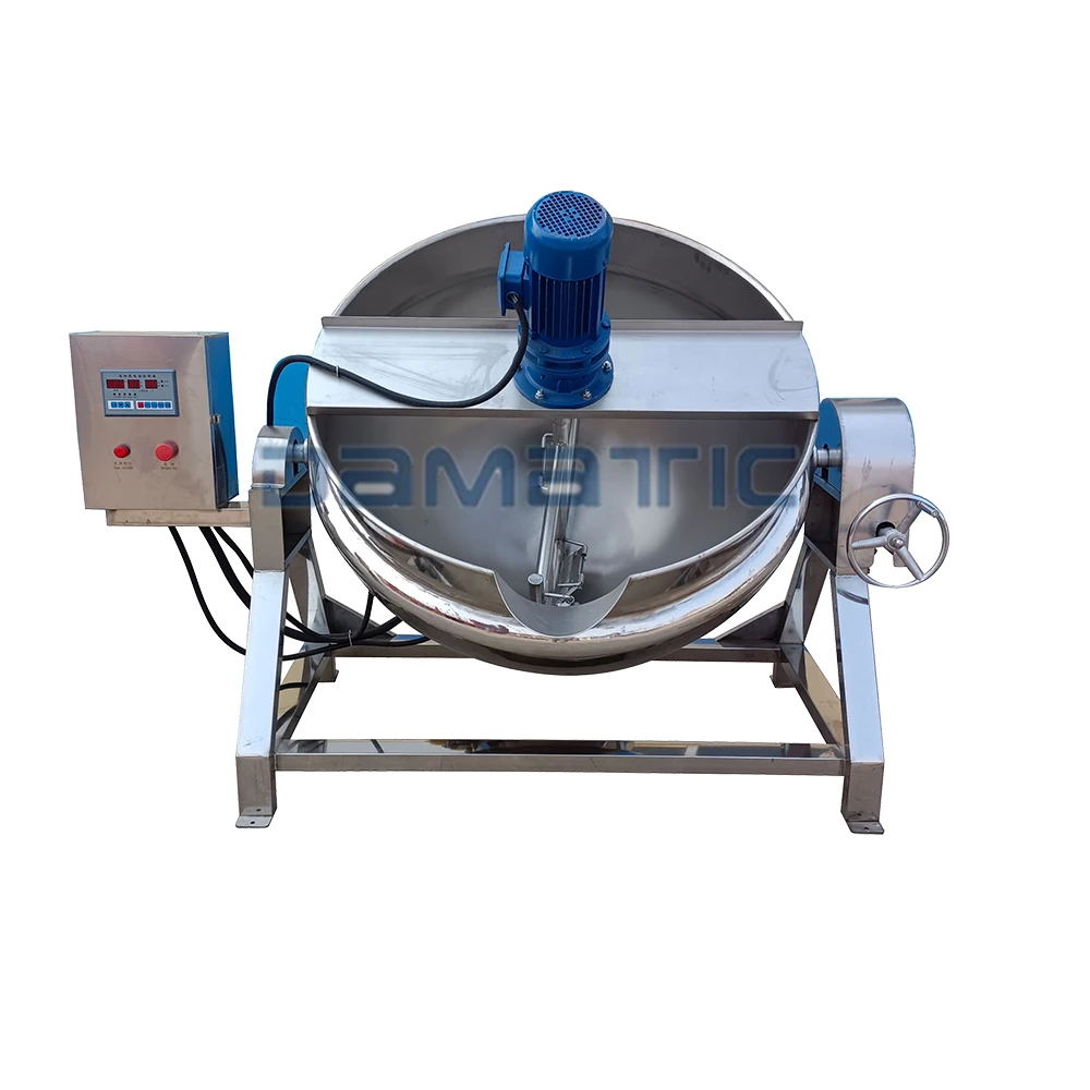 200l 100 gal Gas Heating Agitator Tilting Double Candy Jacket Steam Cook Kettle Tilt 250l Industrial Cooker Stirrer Mixing Pot
