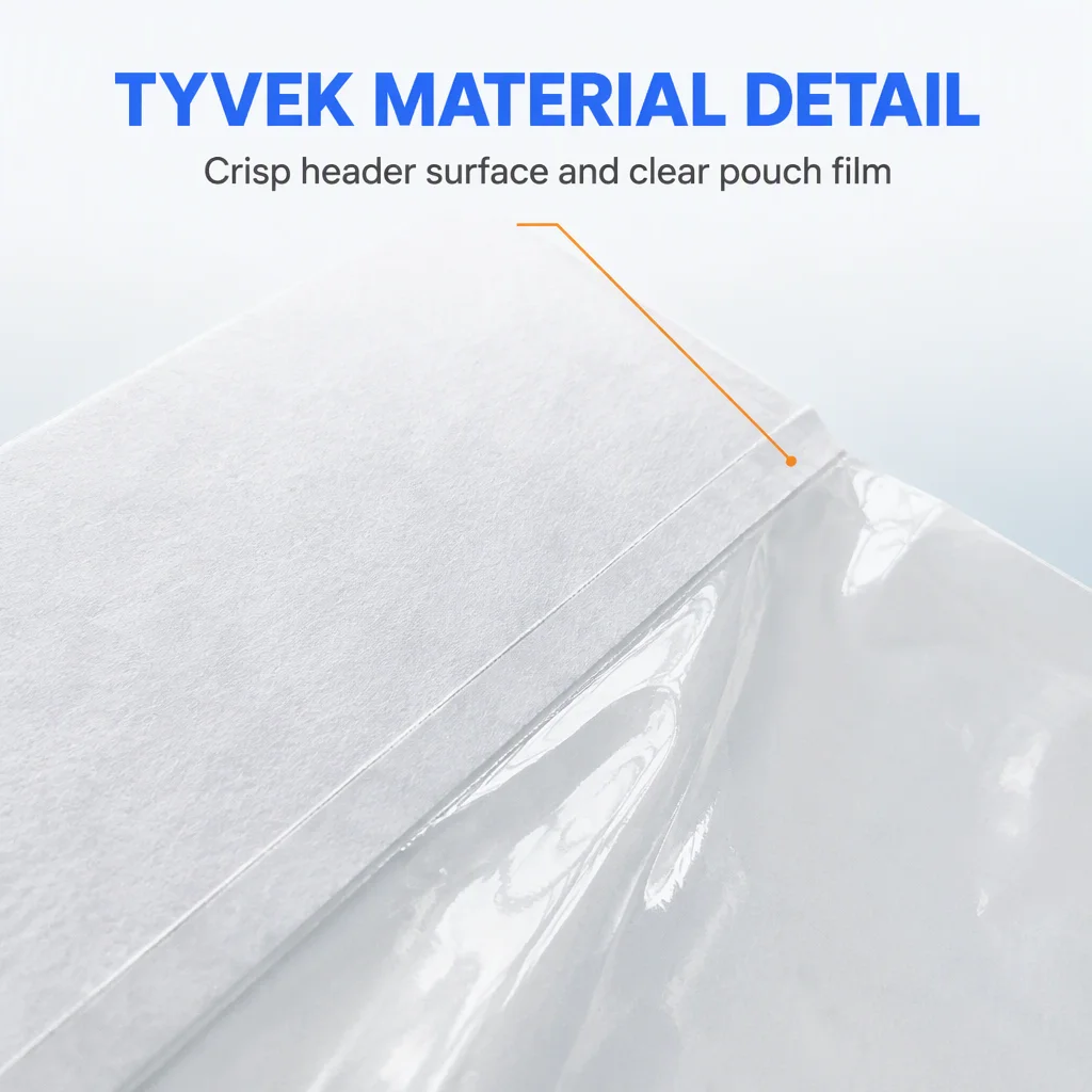 Custom Printed Tyvek Header Pouch Compatible with EO & Gamma Sterilization