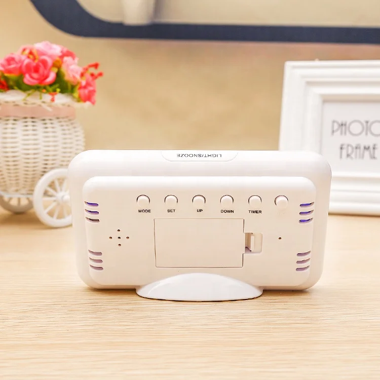 Voice Control Digital Clock Blue Backlight Time Temperature Week Date Timer Multi-function HD Large Screen Alarm Clock for Home