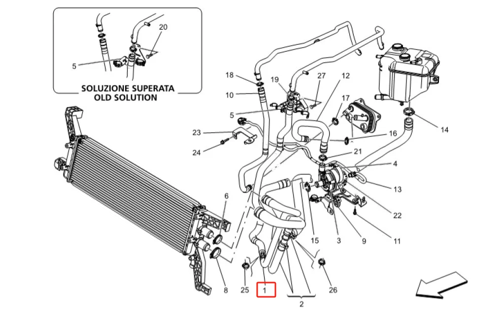 OEM 670003298 6700319 Auto car parts Secondary Radiator Water Pipe for Maserati Ghibi Quattroporte V6 Rubber Material supplier