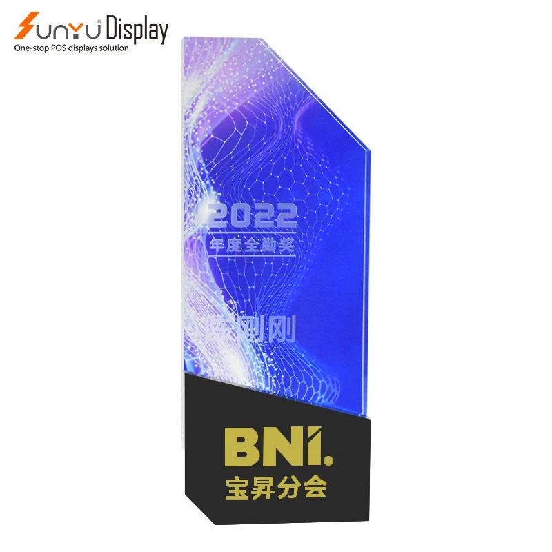 Wholesale New Design Luxury Sport Crystal Acrylic Medal Trophy Award Custom