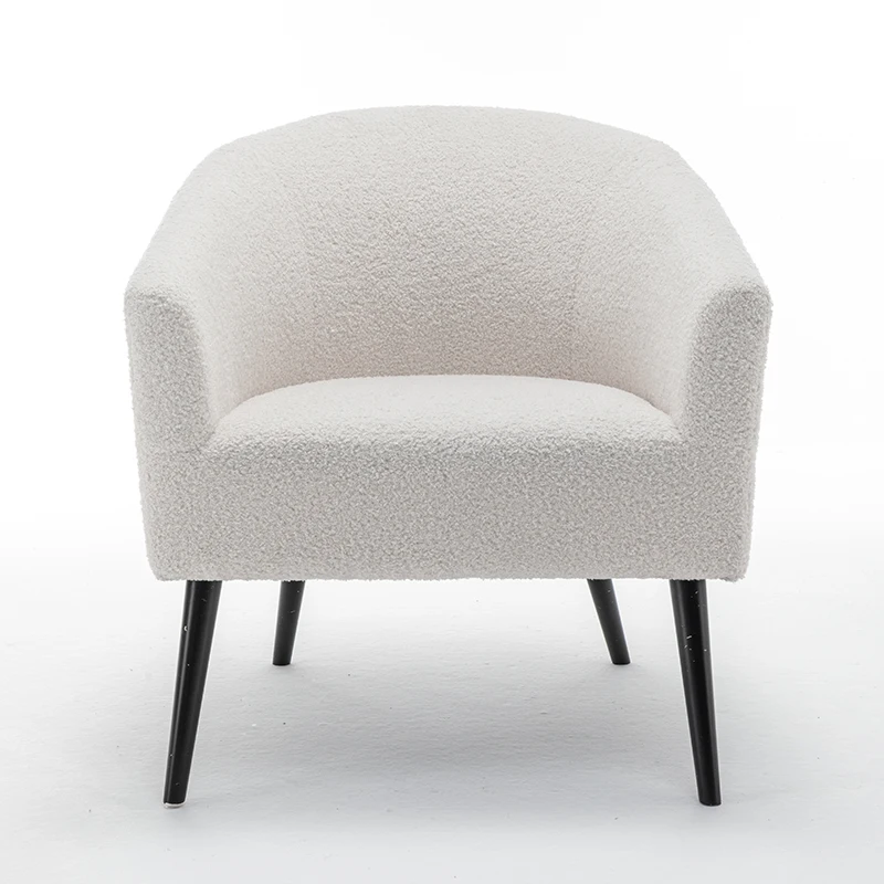 Cream White Plush Armchair In The Living Room Buy Wooden Armchair