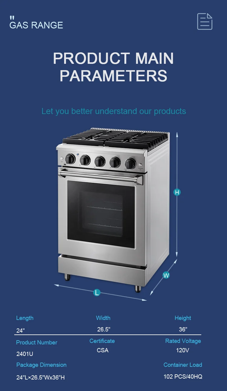 Hyxion freestanding new style true convection 24 inch oven gas range