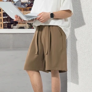 OEM ODM Men's Casual Summer Five-Point Waist Pleated Pants 100% Polyester Canvas Mid Waist Belt Design Fashion Brand Digital