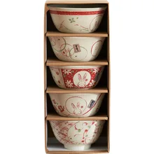 Sub ceramic tableware gift box high leg reverse mouth bowl 5 pieces of annual meeting event gifts