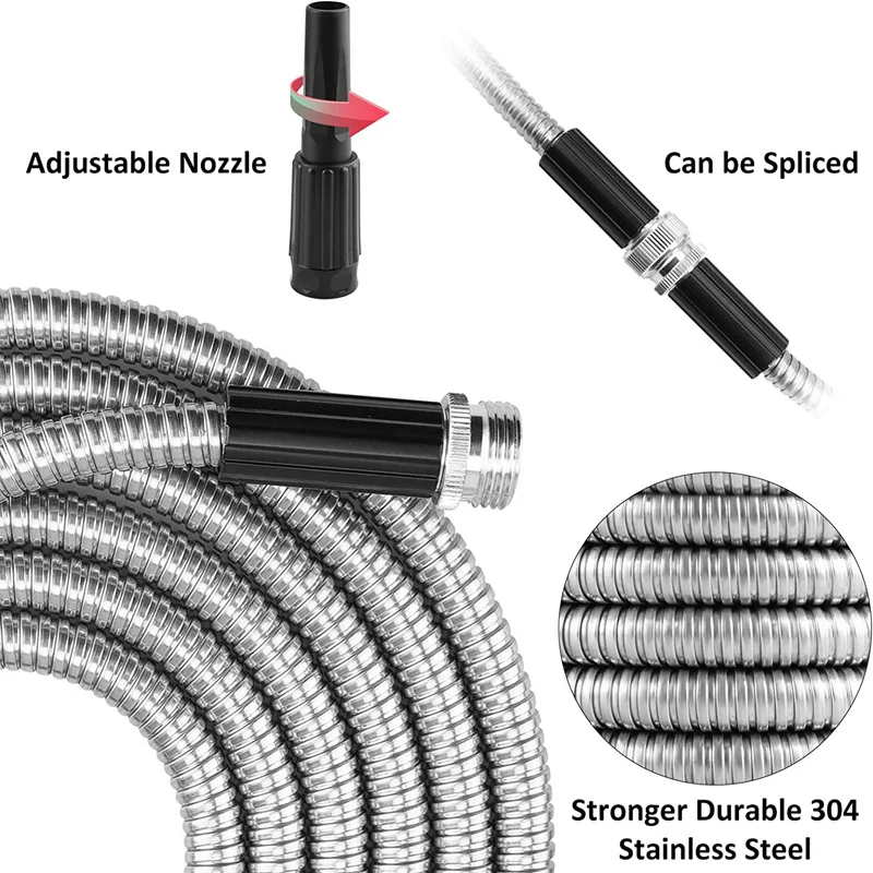 Wearresisting Metal Garden Hose 304 Stainless Steel Water Hose Pipe