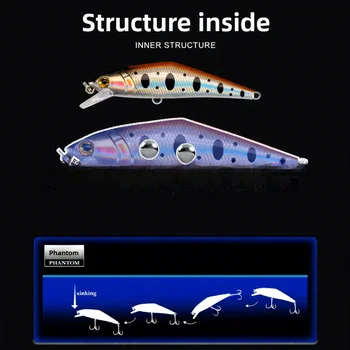 Japanese-style Micro Sub-surface Minnow Lure Twitched Multiple Swim Layers; 63mm One-piece Steel Wire Artificial Hard Bait; Fish – Minnow – view 3