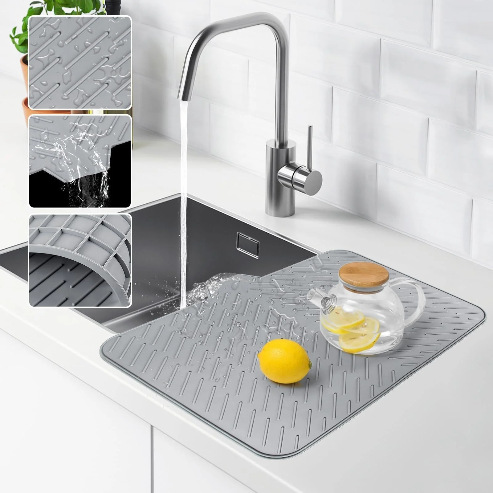 Cross-border Slope Silicone Drainage Mat Sink Countertop Tableware Heat-Resistant Insulation Diversion Biodegradable Kitchen