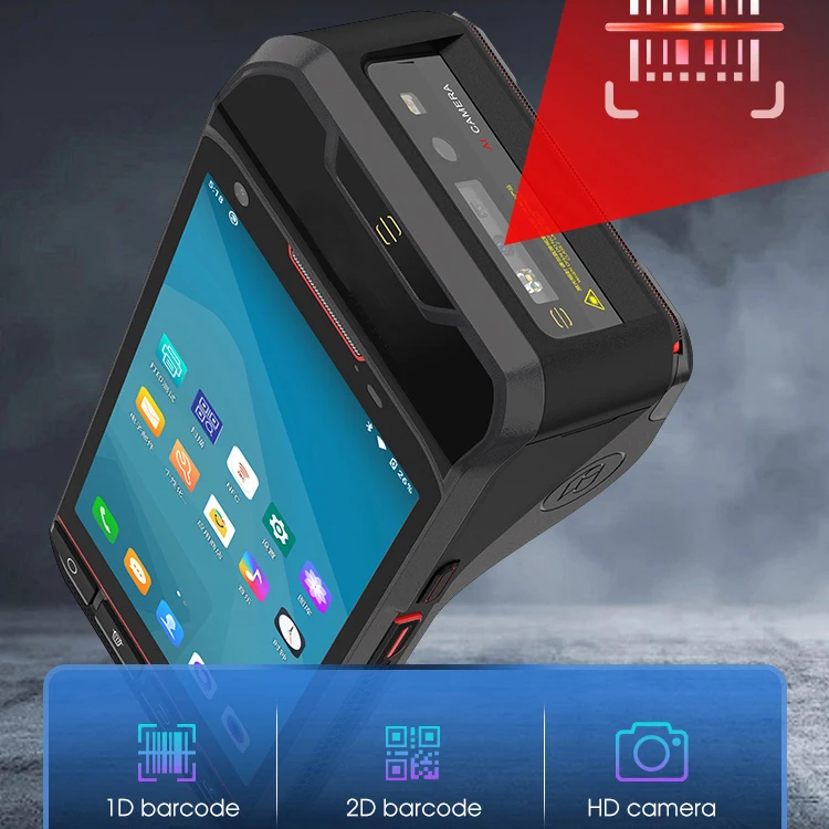Rugged Warehouse Logistic Android 10 Wireless Barcode Scanner with Printer Handheld PDA Mobile Data Terminal