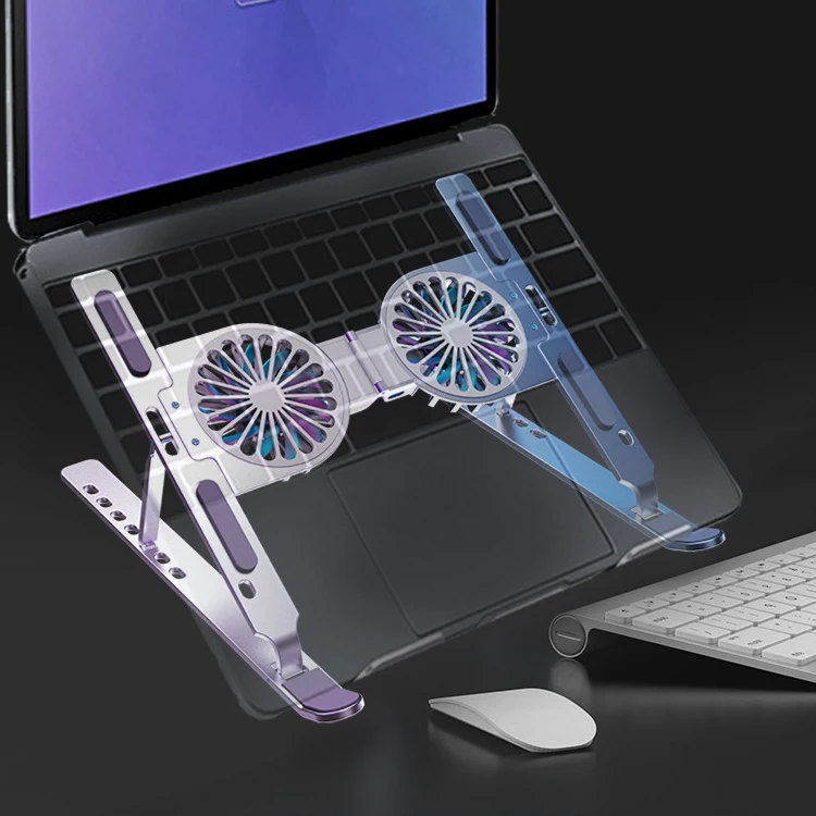 Съемный вентилятор охлаждения USB Подставка для компьютера Складная прочная регулируемая алюминиевая подставка для ноутбука