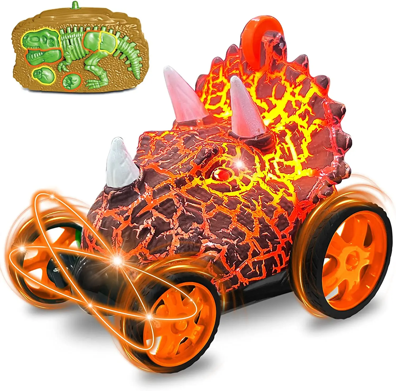 Remote Control Car Dinosaur Toys RC Stunt Car with 360 Degree Rotation and Light 2.4 GHz Radio Control Racing Car Toys for kids