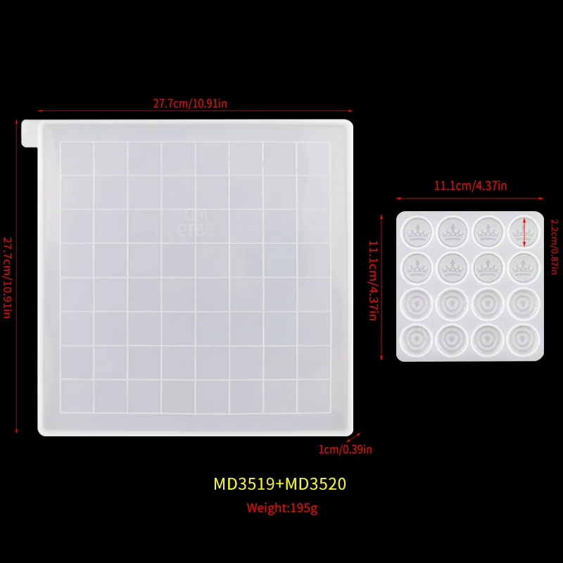 DIY Crystal Epoxy Crown Chess Pieces Mirror Silicone Mold Resin Art Molde Resina Epoxi Game Checkers Board-for Cake Tools