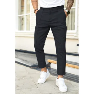 Hot Sale New Men's Casual Pants Fashion Solid Mid Waist Pencil Pants Business Office Social Trousers Male Slim Daily Wear Pants