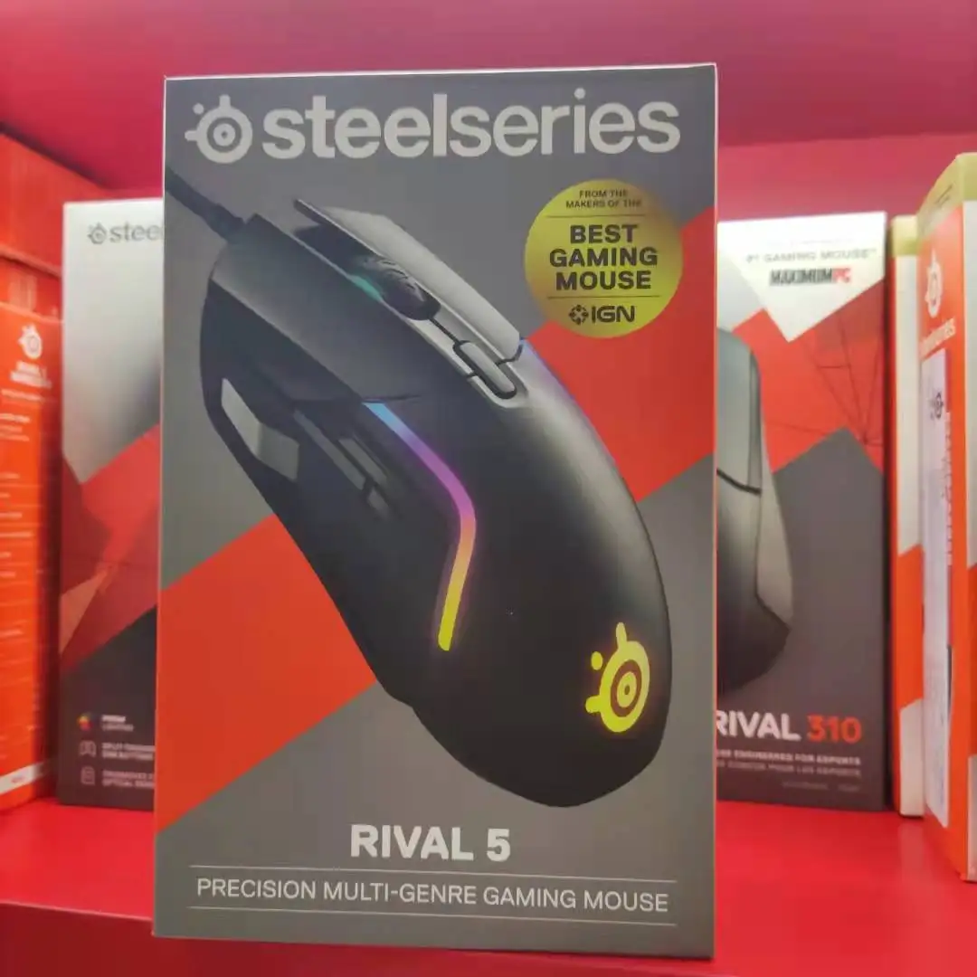 SteelSeries Rival 5 Gaming Mouse with PrismSync RGB Lighting and 9 Programmable Buttons