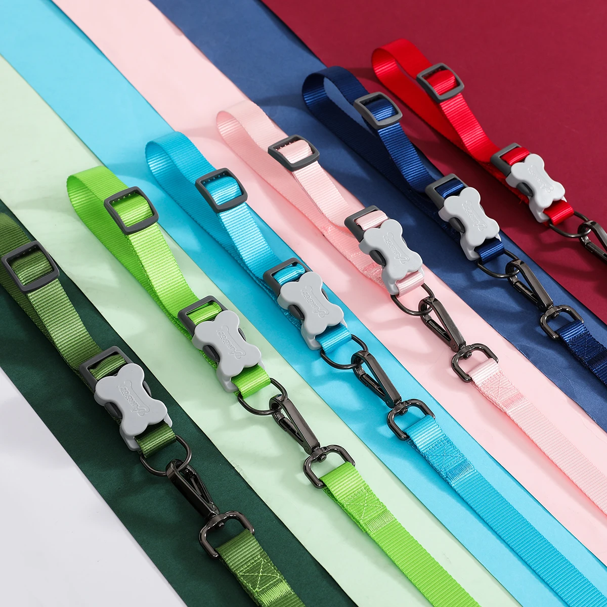 Luxury Multifunctional Nylon Dog Leash Set Adjustable Pet Anti-Explosion Collar Rivet Decoration Solid Polyester Sustainable