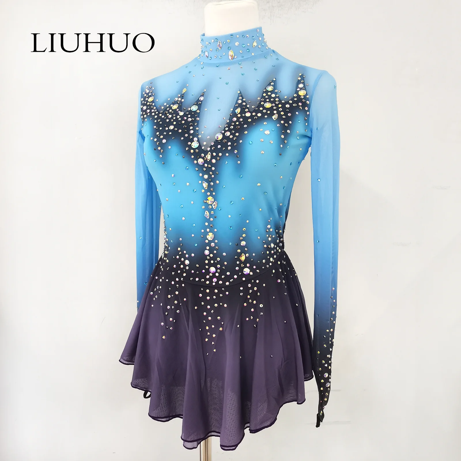 For Kids LIUHUO Figure Skating Dress For Girls - Handmade Competition Ice  Dance Wear Blue Figure Skating Dress