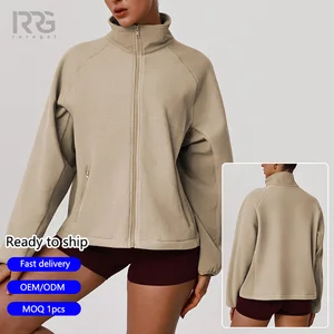 Roregal Fall /Winter Women's Stand Collar Fleece Warmth Full-Zip Jacket Loose Casual Coat with Pocket