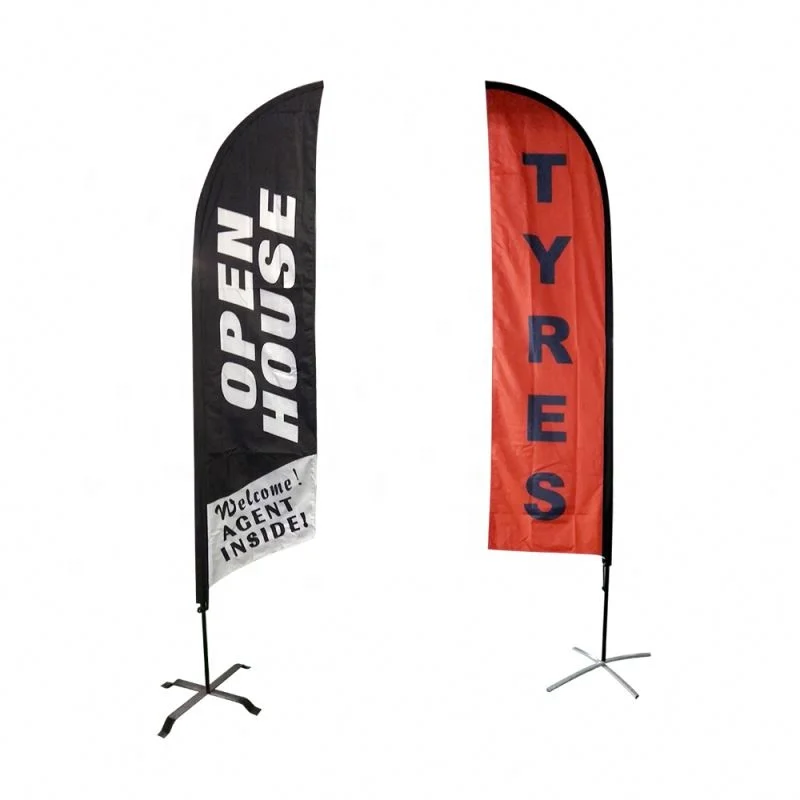 Free Design Custom Outdoor Beach Flag Cheap Advertising Tear Drop and Rectangle Knife Flag Banner With High Quality