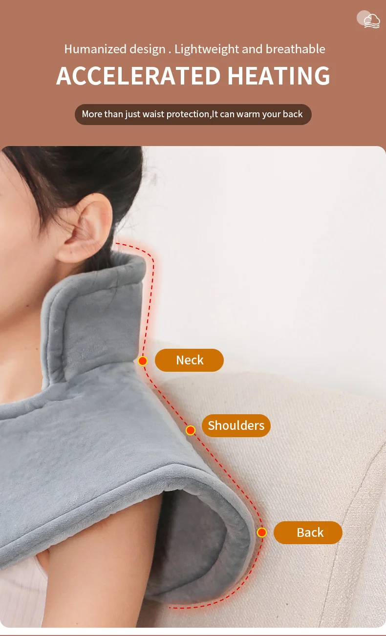 Portable Cordless Flannel Heating Pad for Home Use Washable Standard Size with Plush Quilted Folded Design for Shoulder Neck