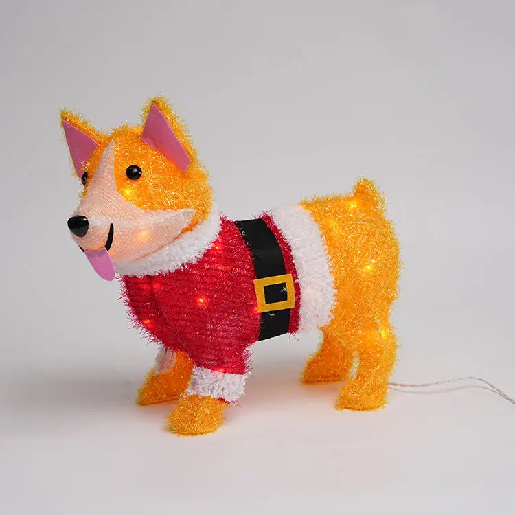 Dış Mekan Bahçe Dekorasyonları 17,5 İnç 35 L LED Köpek Motifli Işık 220 V Kış Mevsimi İçin