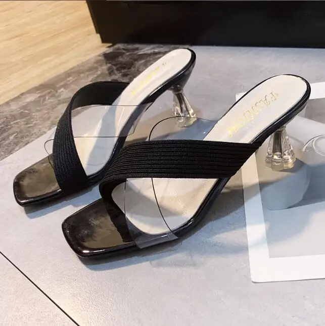 Summer Slippers Shoes Women Transparent Clear Elegant High Heels Shoes ...