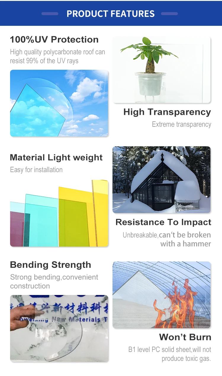 Clear Solid Polycarbonate Sun Sheet Clear Solid Polycarbonate Sun Sheet