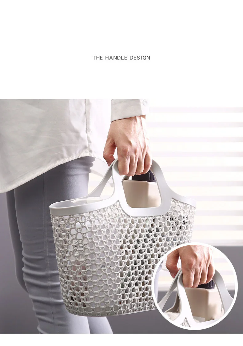 Soft hand carrying basket Japanese style Nordic style basket Plastic washing basket Bathroom supplier