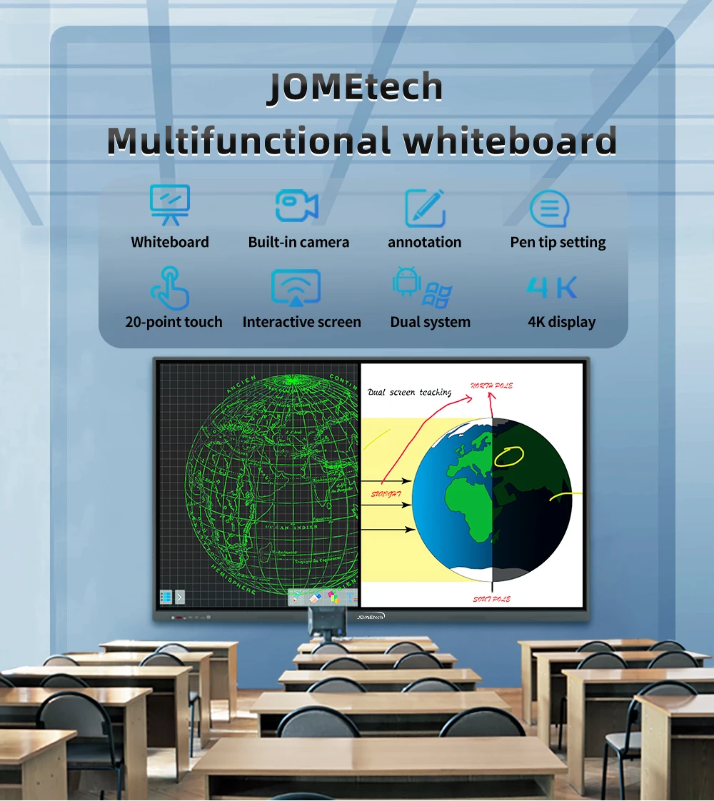 Jometech 65/75/86/100 Inch 4k Screen Display Digital Flat Panel