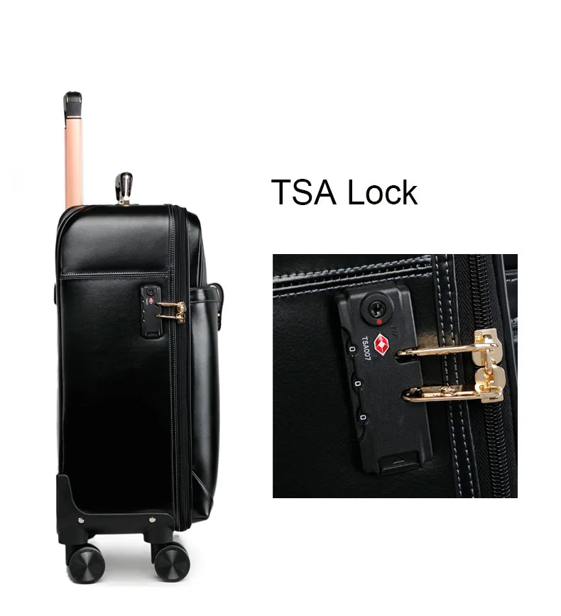 High Quality Fashion Custom Luxury real leather Material Luggage Bag Set genuine leather business Suitcases